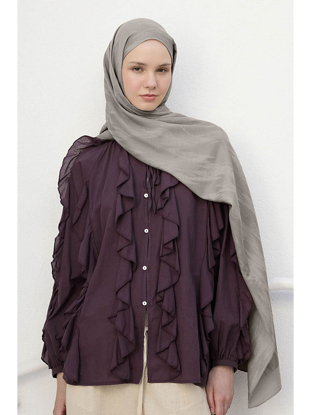 Pamuk Line Şal Kum Beji-1