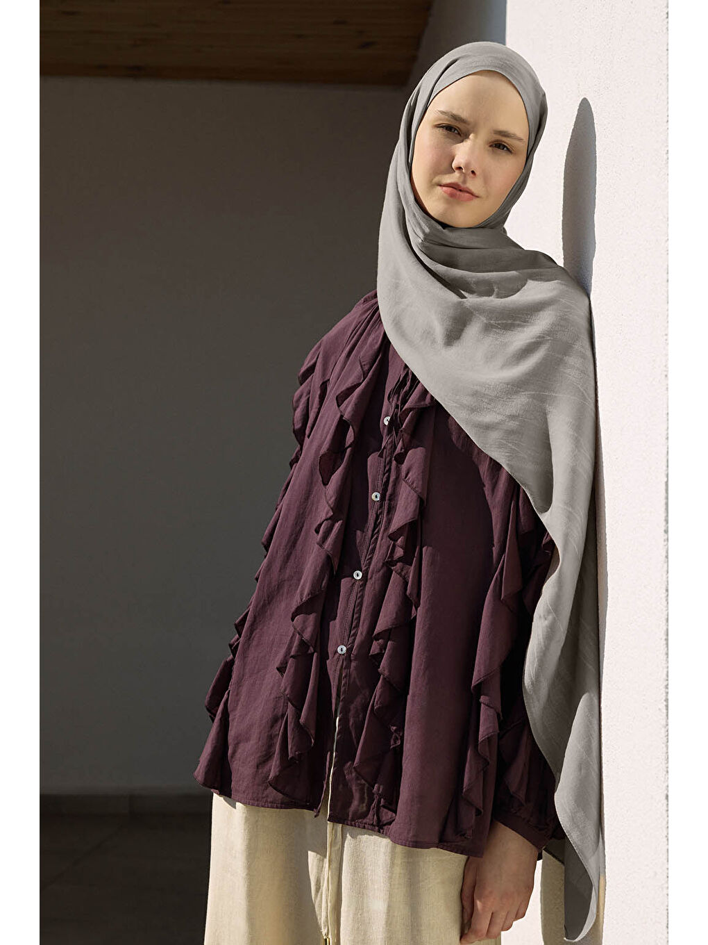 Pamuk Line Şal Kum Beji-2