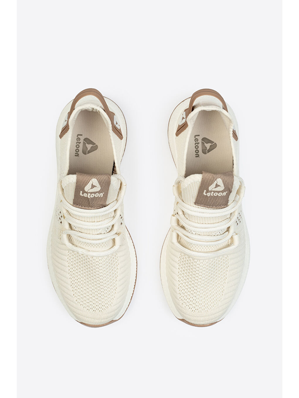 Ekru Yuvarlak Burunlu Bağcıklı Erkek Spor Ayakkabı-4