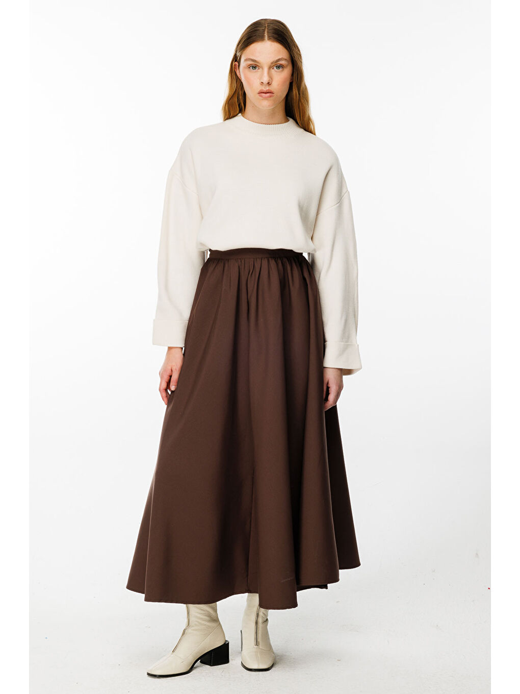 Ekru Yüksek Yaka Krem Kazak-2