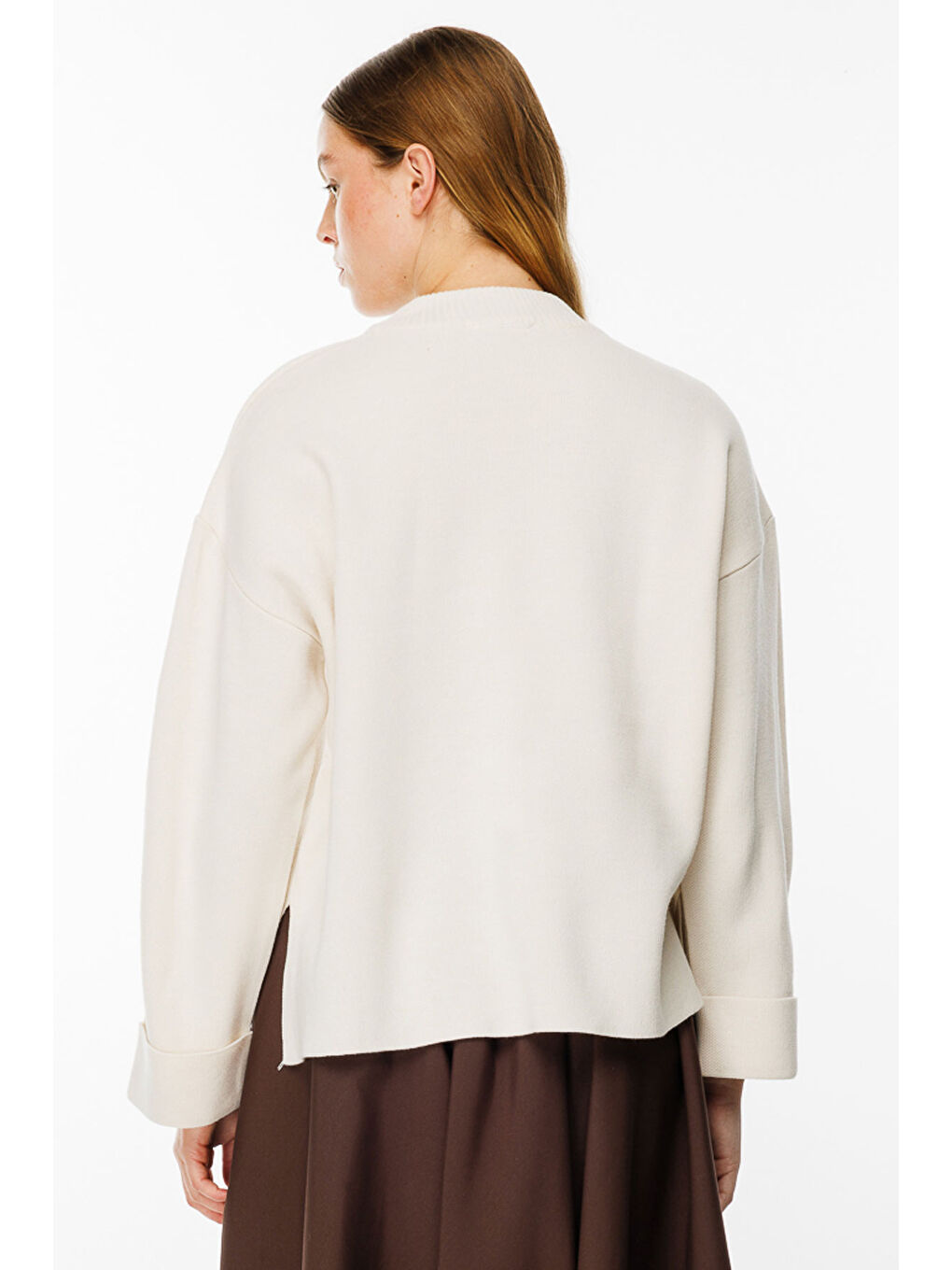 Ekru Yüksek Yaka Krem Kazak-5