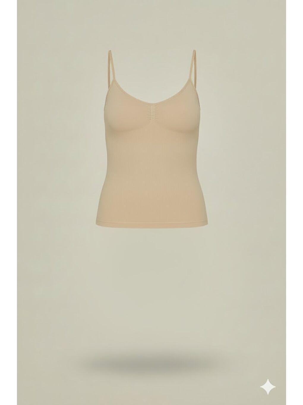 Bej C15011 Dikişsiz Ripli İnce Askılı Atlet Ten