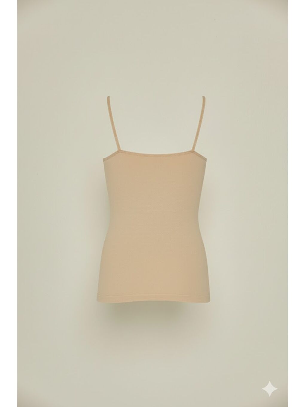 Bej C15011 Dikişsiz Ripli İnce Askılı Atlet Ten-1