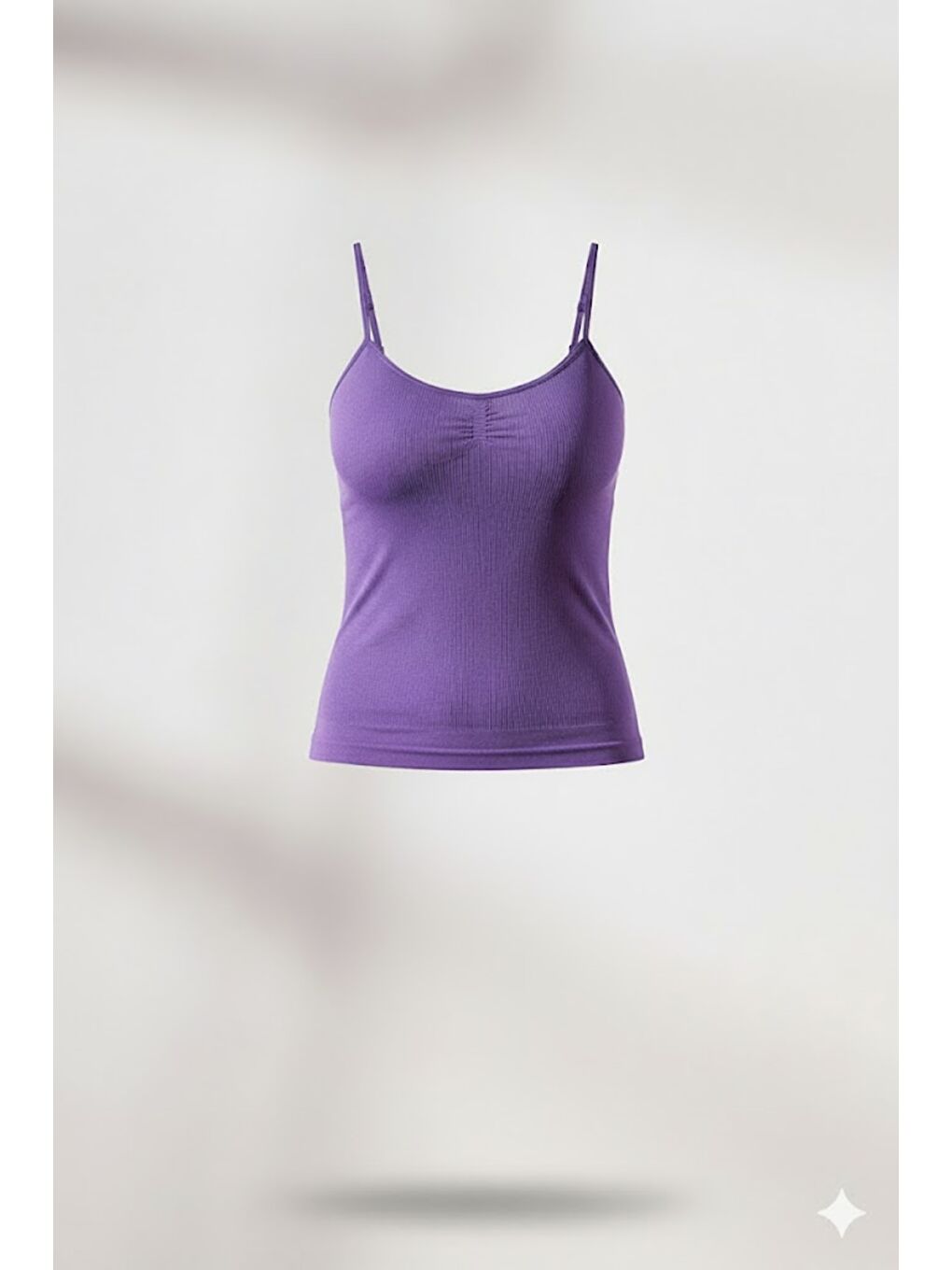 C15011 Dikişsiz Ripli İnce Askılı Atlet Mor