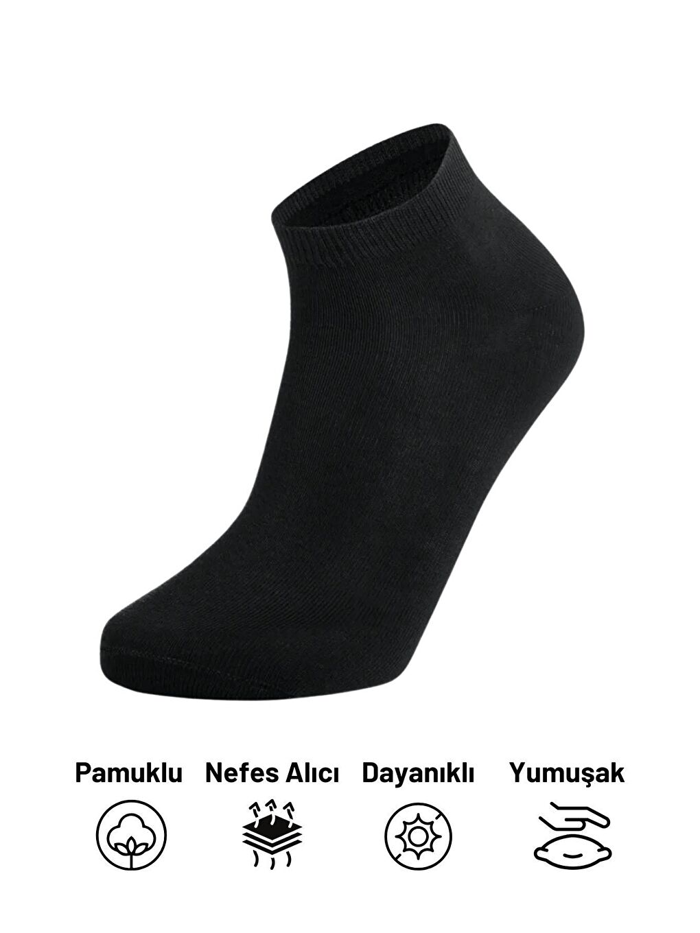 Black Deer Siyah Bilek Boy Pamuklu Patik Çorap Unisex 6 Çift - 4