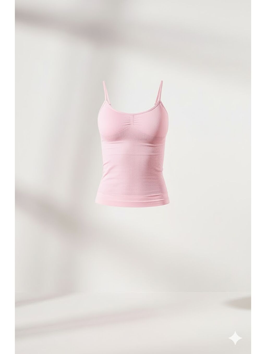 C15011 Dikişsiz Ripli İnce Askılı Atlet Pembe