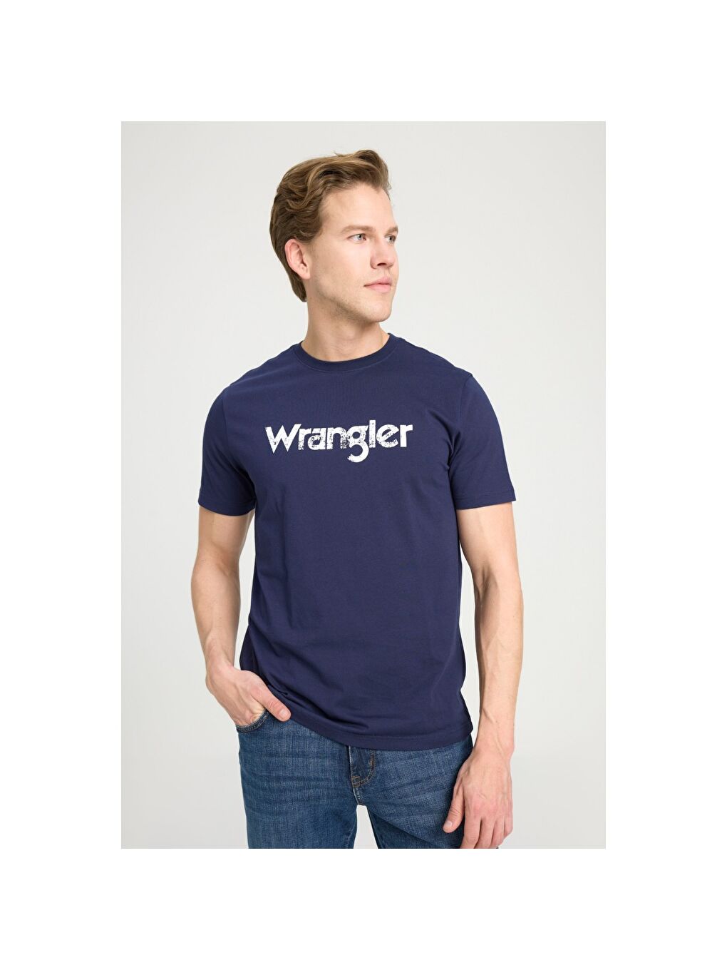 Wrangler Lacivert Lightweight Logo Erkek Lacivert Bisiklet Yaka Tişört