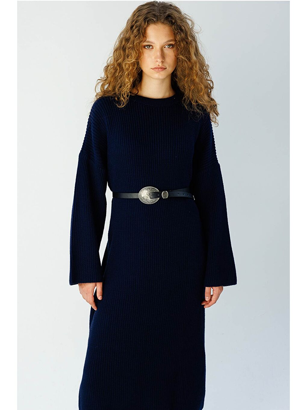 Triko Elbise - Lacivert-3