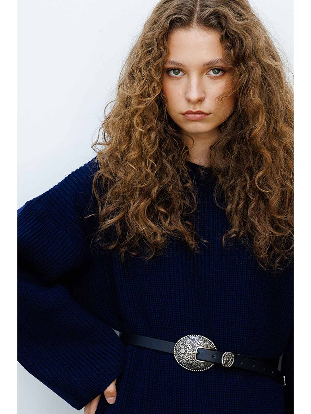 Triko Elbise - Lacivert-4