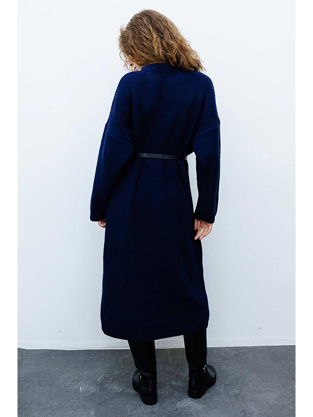 Triko Elbise - Lacivert-6