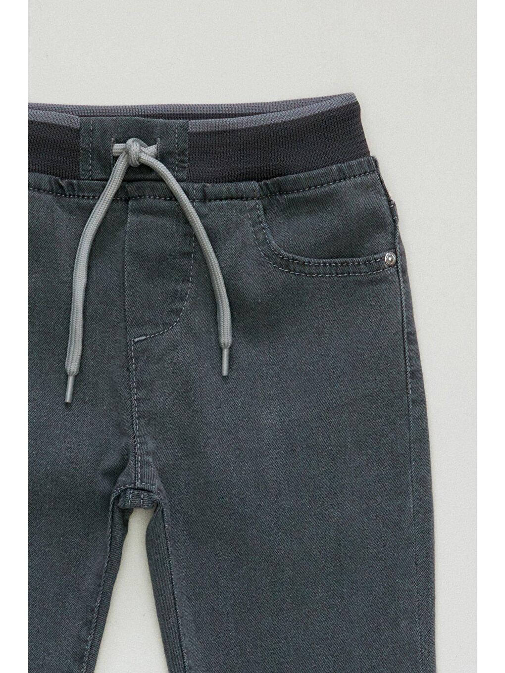 Gri Beli Lastikli Erkek Çocuk Pantolon-1