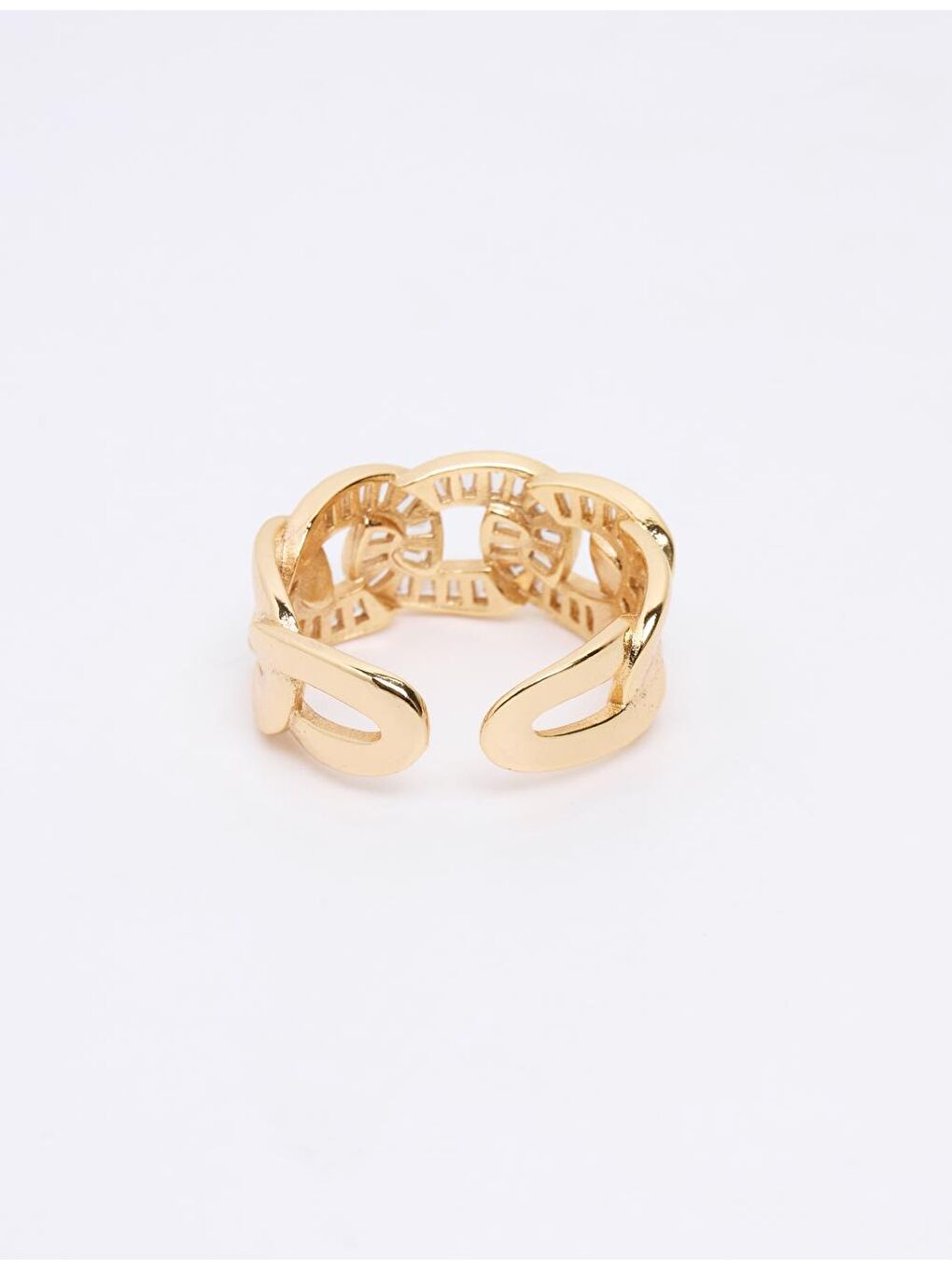 Sarı Altın Parlak Taşlı Zincir Yüzük