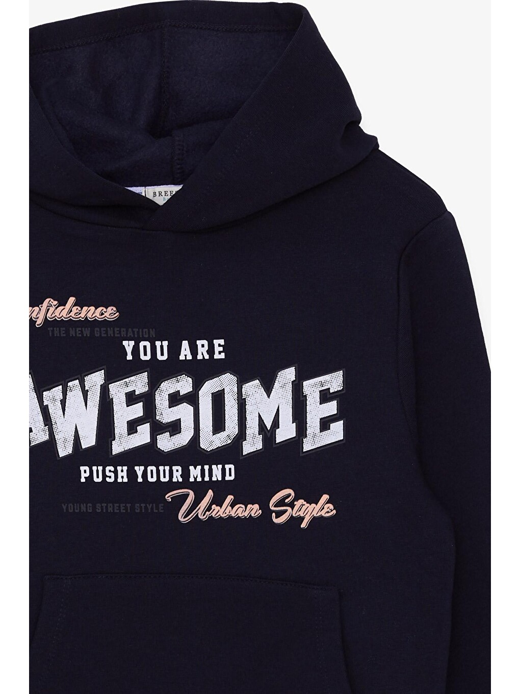 Erkek Çocuk Sweatshirt Baskılı Kanguru Cepli Lacivert (8 Yaş)-2