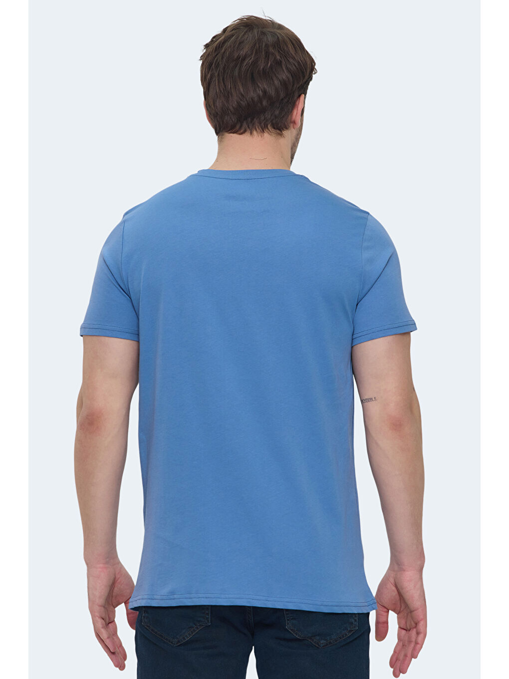 Petrol Bisiklet Yaka Kısa Kollu Erkek %100 Pamuk Tişört-1