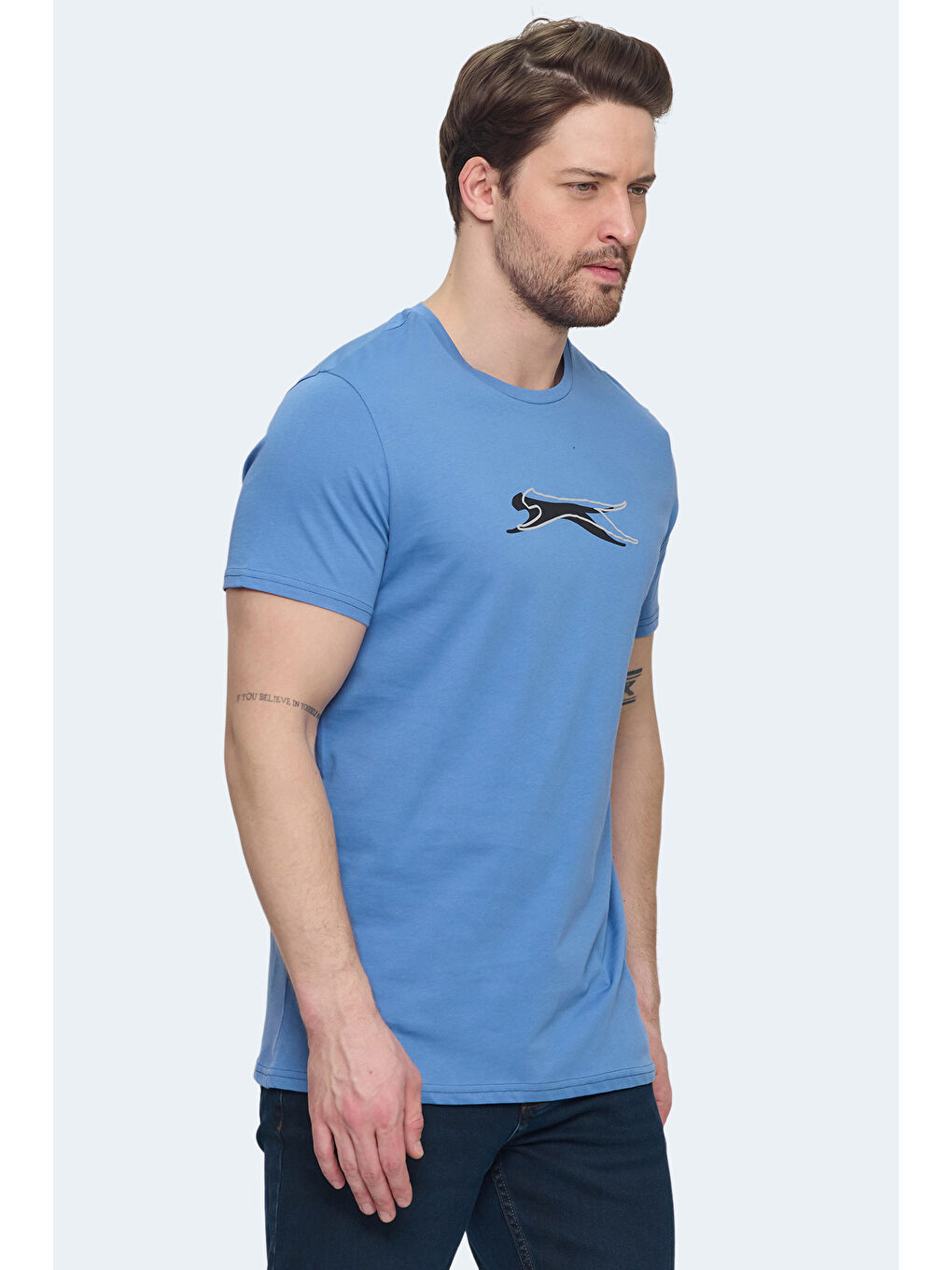 Petrol Bisiklet Yaka Kısa Kollu Erkek %100 Pamuk Tişört-3