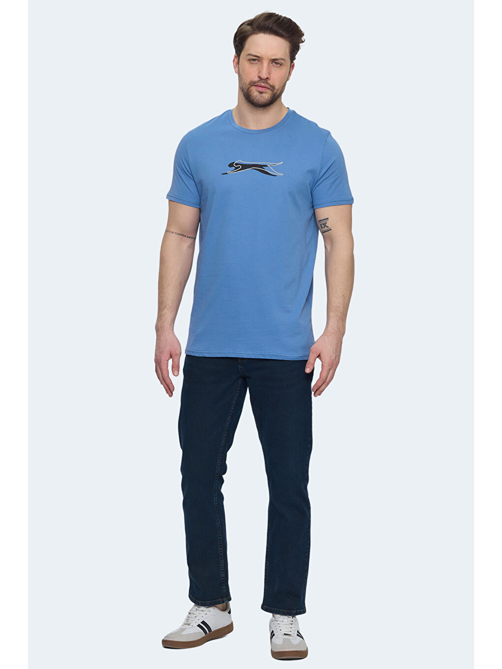 Petrol Bisiklet Yaka Kısa Kollu Erkek %100 Pamuk Tişört-6