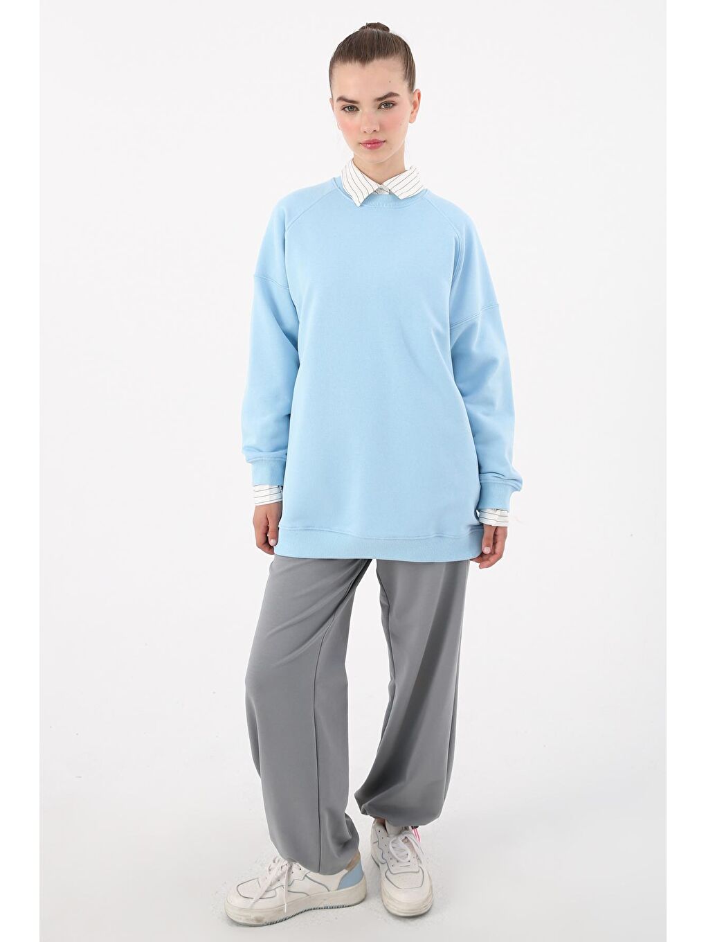 ALLDAY Açık Mavi 3 İplik Oversize Basic Sweatshirt