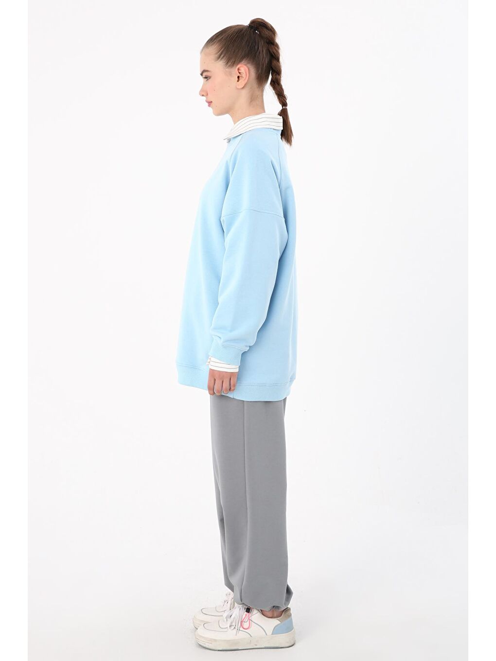 ALLDAY Açık Mavi 3 İplik Oversize Basic Sweatshirt - 2