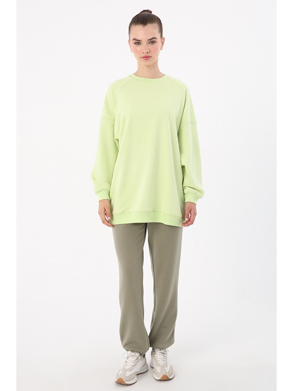 ALLDAY Açık Yeşil 3 İplik Oversize Basic Sweatshirt - 1