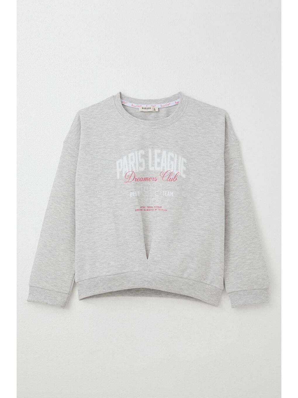 Kız Çocuk Eşofman Takım Lig Temalı Ön Kısmı V Dikişli Açık Gri Melanj (5-10 Yaş)-10