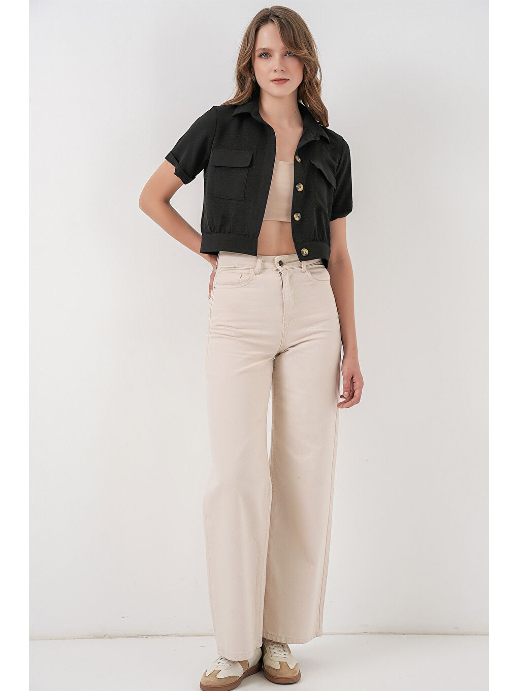 0663 Crop Ceket - Siyah-1