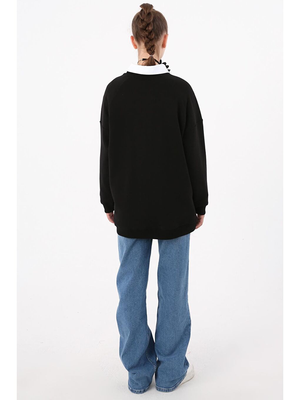 ALLDAY Siyah 3 İplik Oversize Basic Sweatshirt - 3