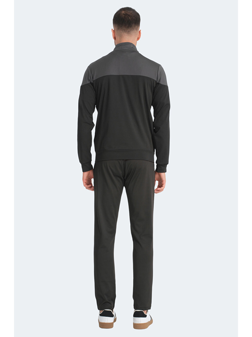 RAPIDLY IN Erkek Fermuarlı Dik Yaka Cepli Siyah Eşofman Takımı-1