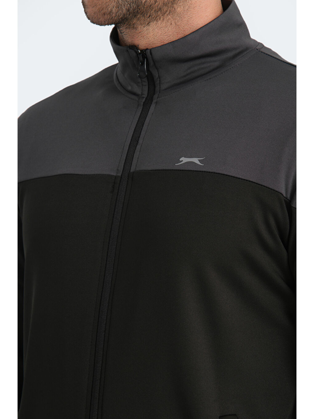 RAPIDLY IN Erkek Fermuarlı Dik Yaka Cepli Siyah Eşofman Takımı-3