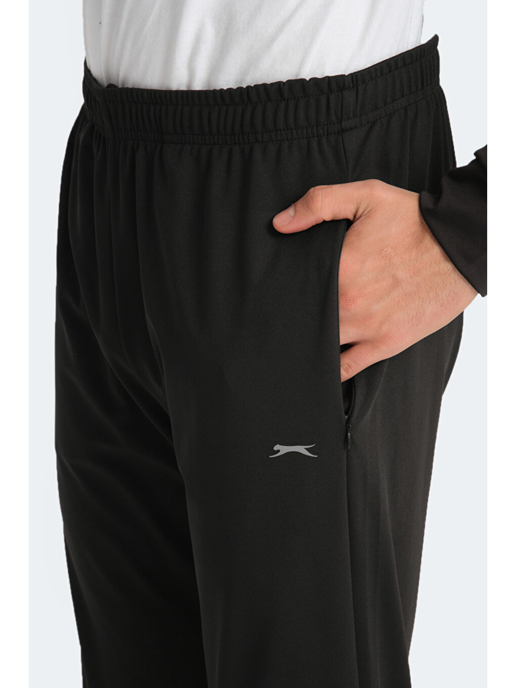 RAPIDLY IN Erkek Fermuarlı Dik Yaka Cepli Siyah Eşofman Takımı-5