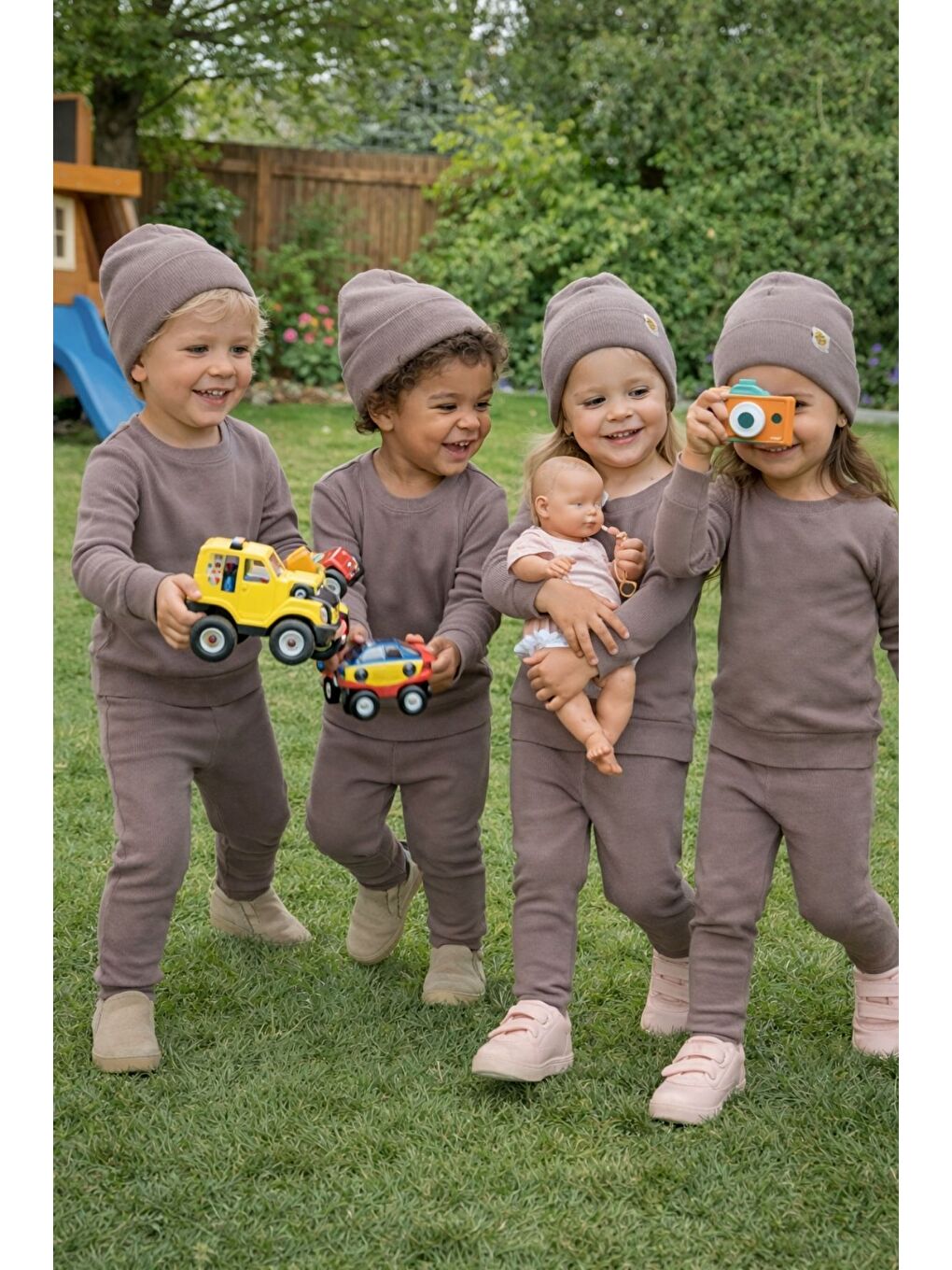 Bej Unisex 3'Lü Kaşkorse Bebe Takım-1