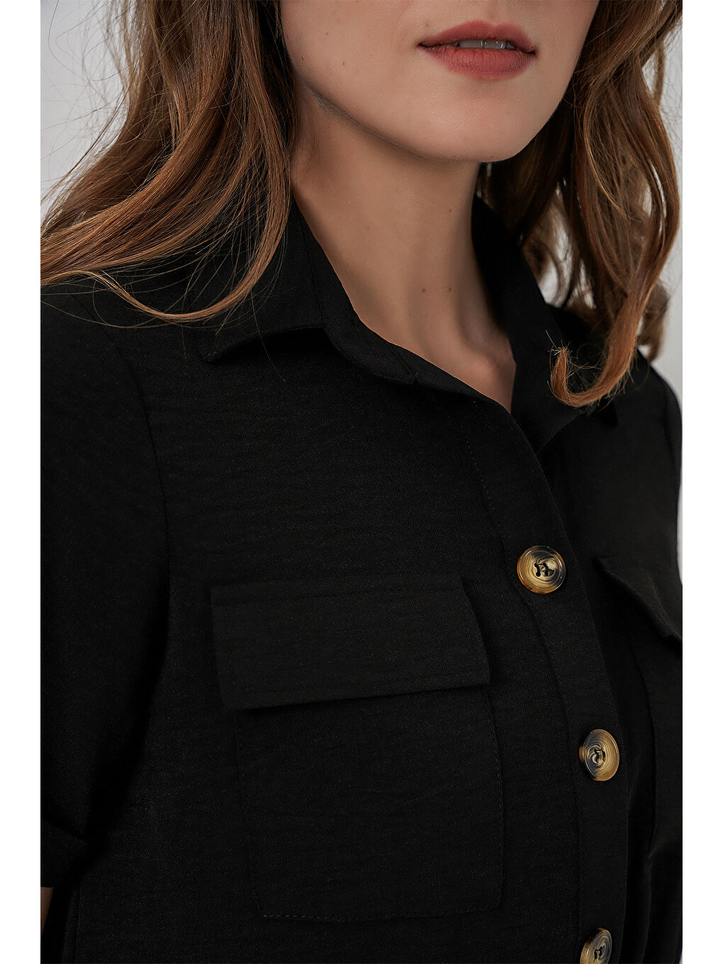 0663 Crop Ceket - Siyah-4