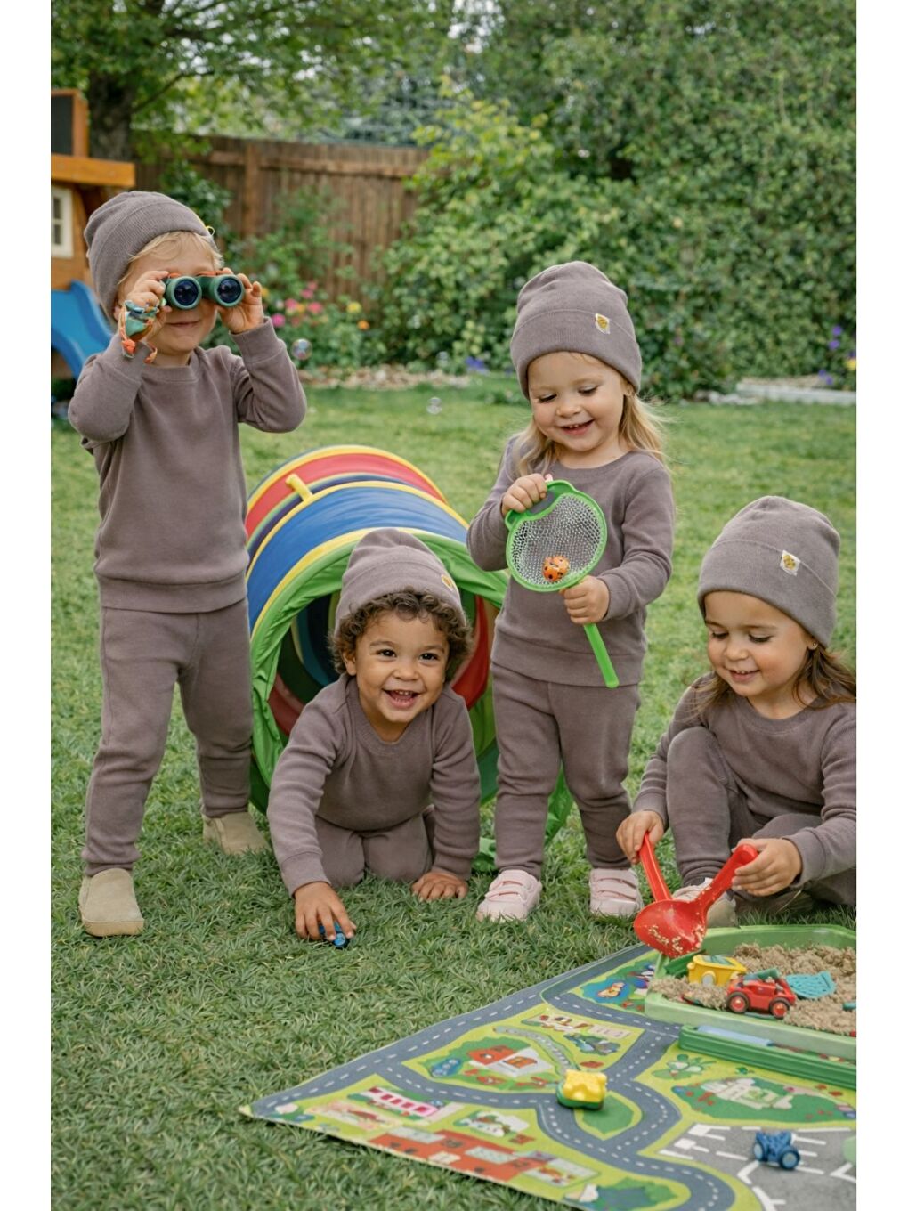 Bej Unisex 3'Lü Kaşkorse Bebe Takım-3