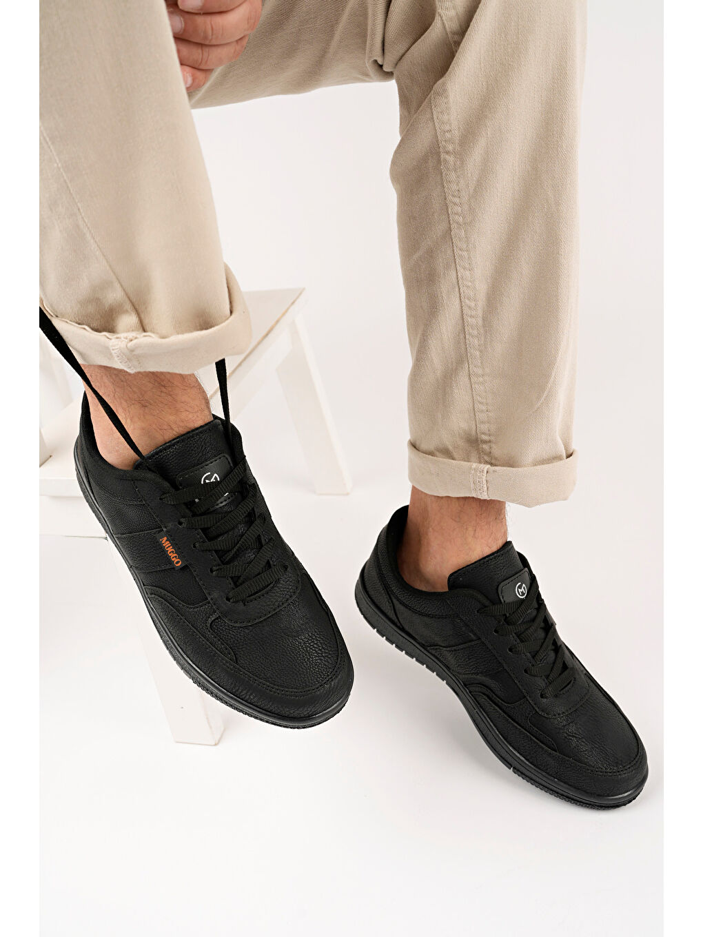 Siyah JOEL Erkek Günlük Casual Bağcıklı Sneaker Spor Ayakkabı-4