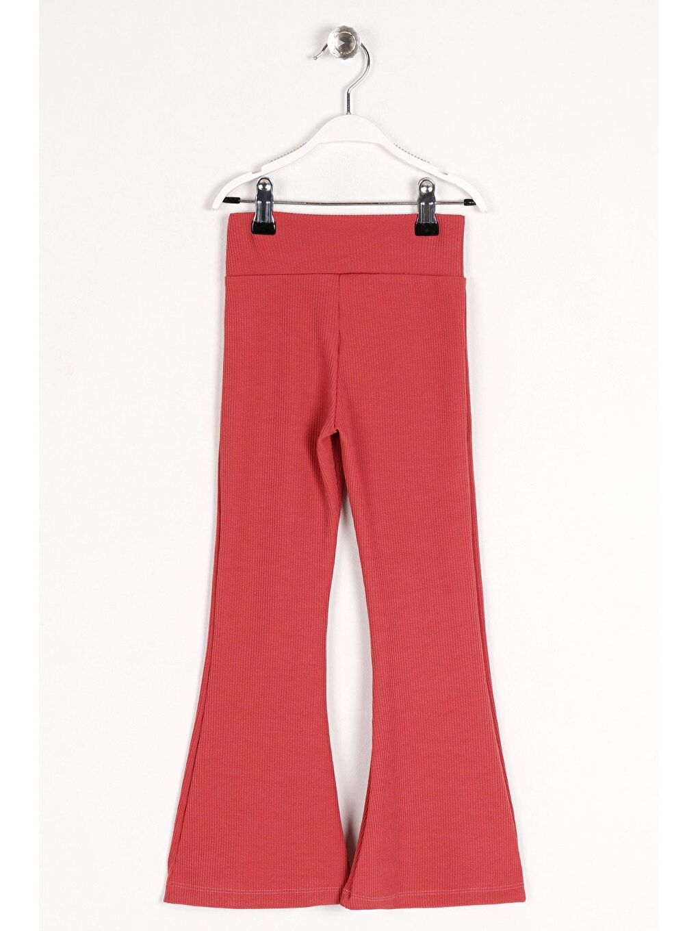 Pembe Yüksek Bel İspanyol Paça Fitilli Kız Çocuk Tayt-3