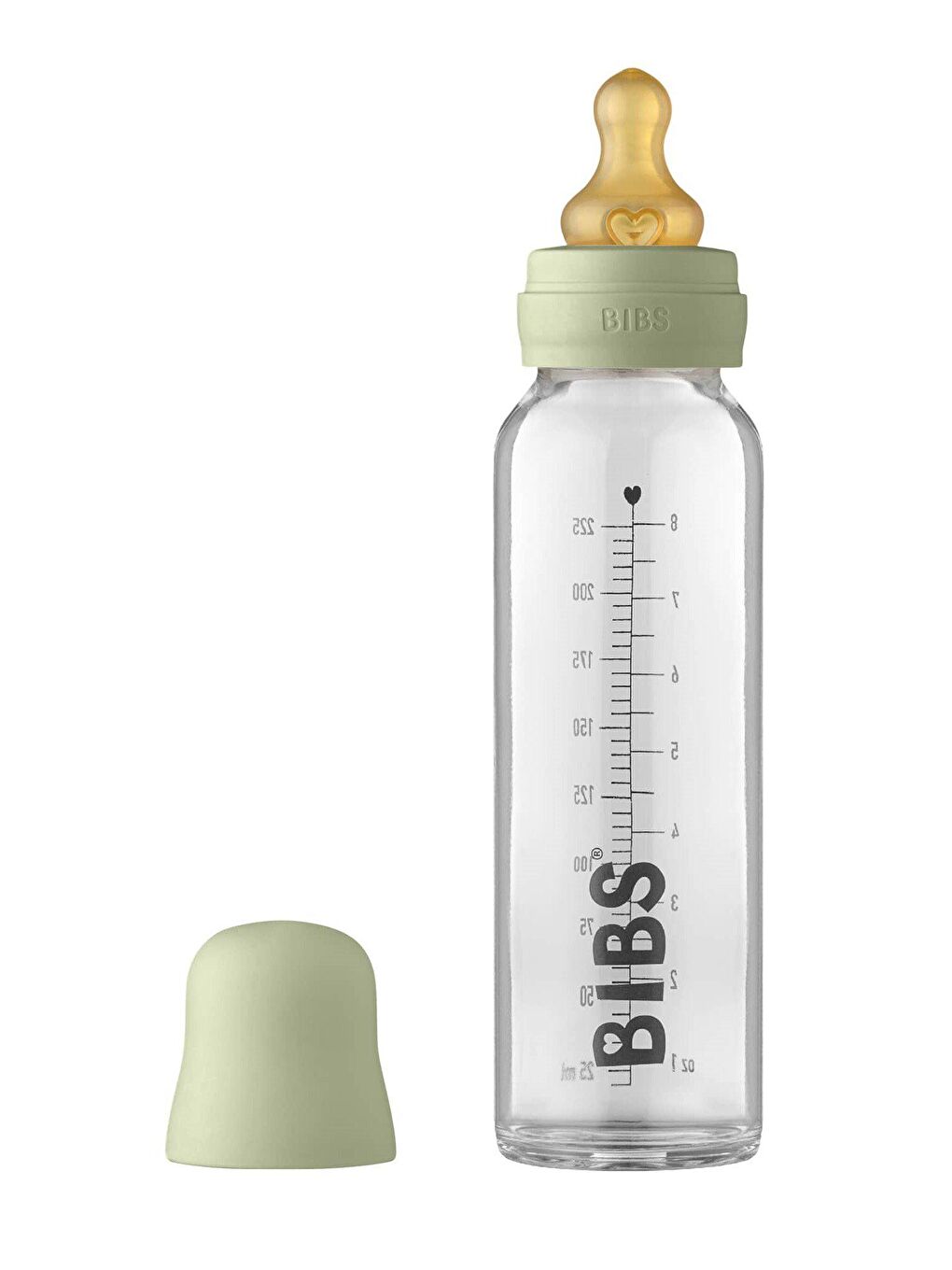 BİBS Yeşil Baby Bottle Complete Set Cam Biberon  225 ML-Sage