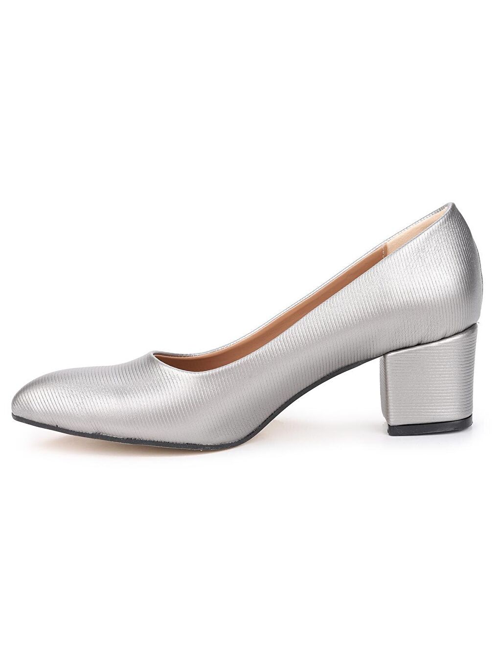 Gri Cilt Çizgili 5 Cm Topuklu Kadın Ayakkabı 1990-2023-4