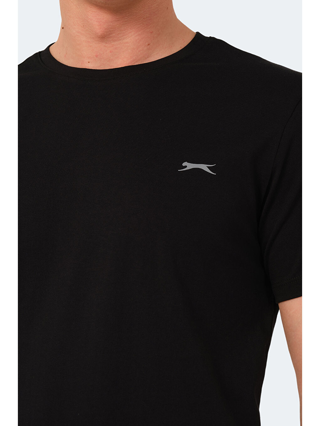 Siyah Bisiklet Yaka Kısa Kollu Arkası Yazı Baskılı Erkek %100 Pamuk Tişört-3