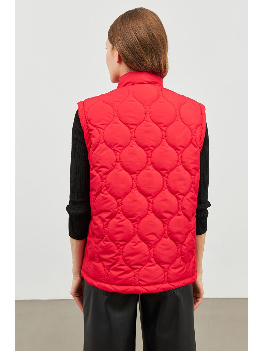 Kırmızı Kadın Soğan Desen Kapitone  Yelek BKY-3000-4