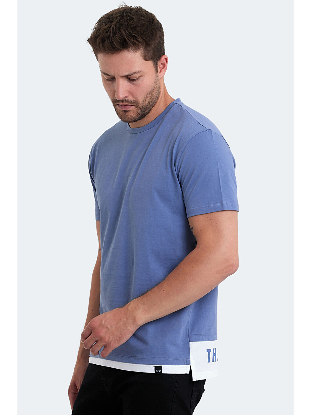 VISITOR Erkek %100 Pamuk Tişört Mavi-2