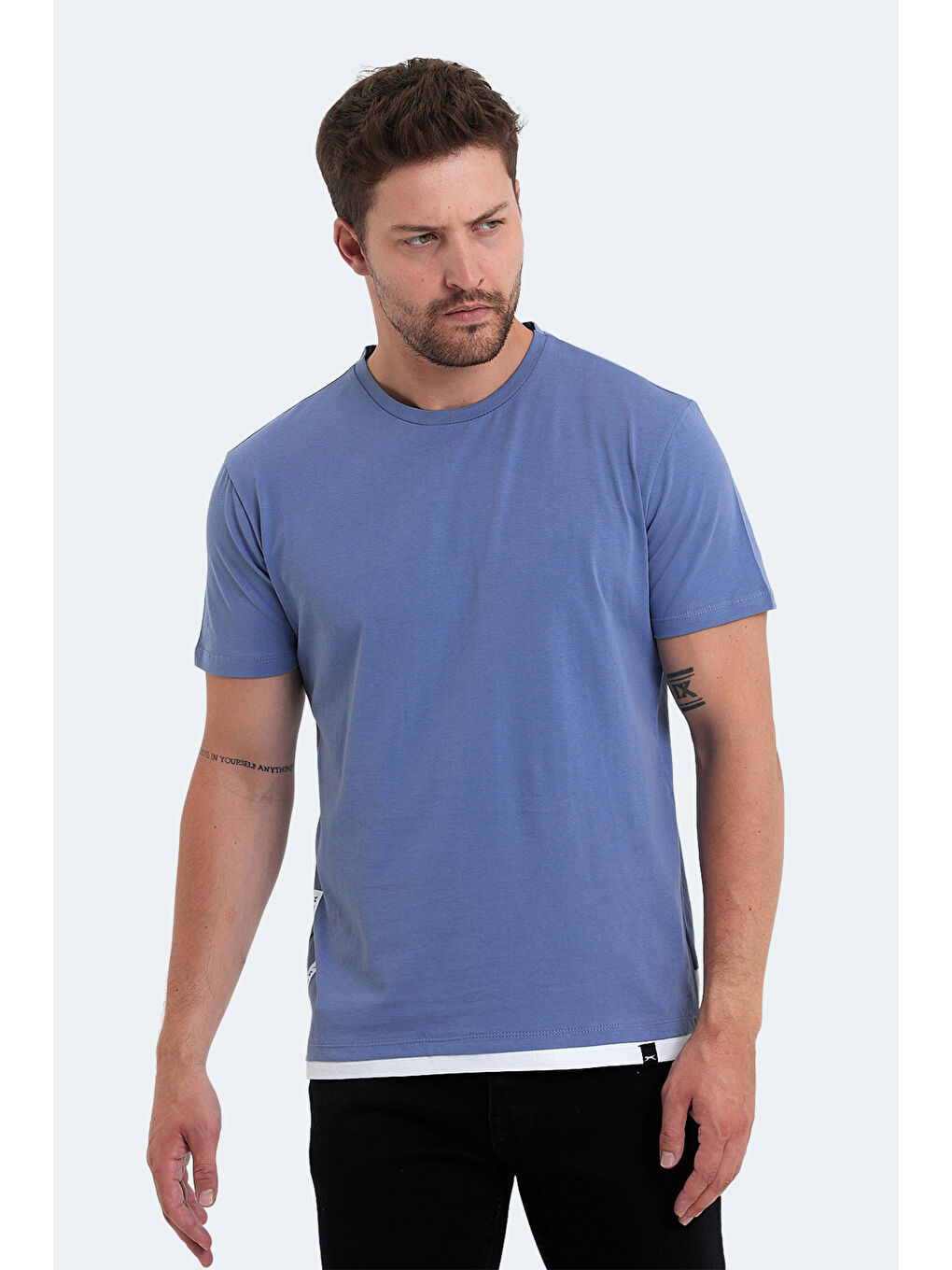 VISITOR Erkek %100 Pamuk Tişört Mavi-5