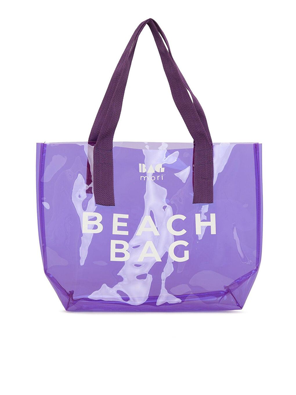 Bagmori Mat Lila Beach Bag Baskılı Şeffaf Plaj Çantası