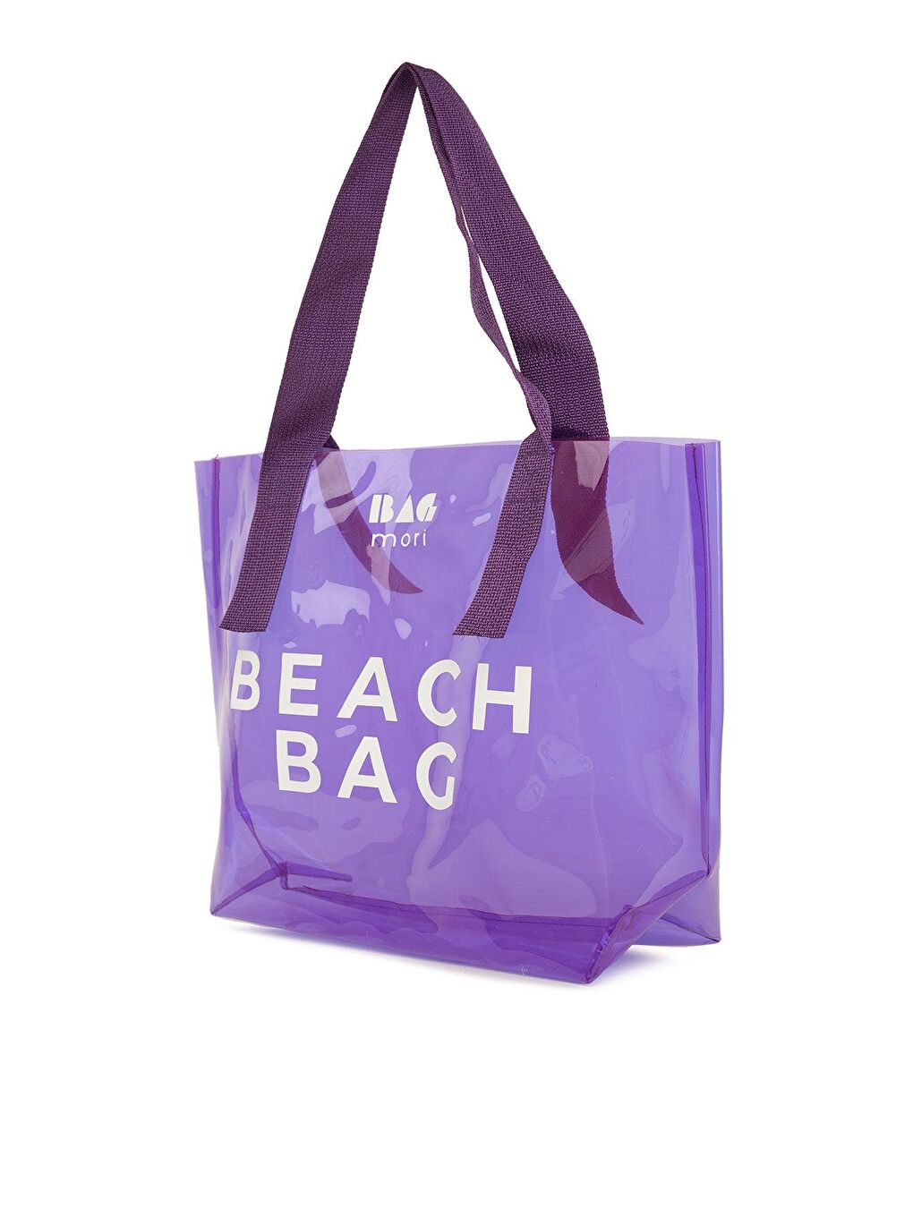 Bagmori Mat Lila Beach Bag Baskılı Şeffaf Plaj Çantası - 1