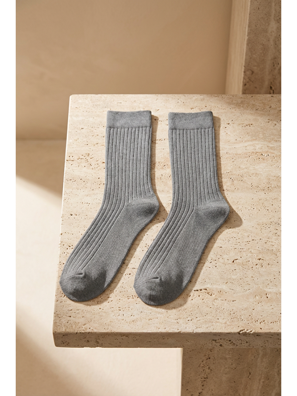 Unisex Basic Gri Soket Çorap-4