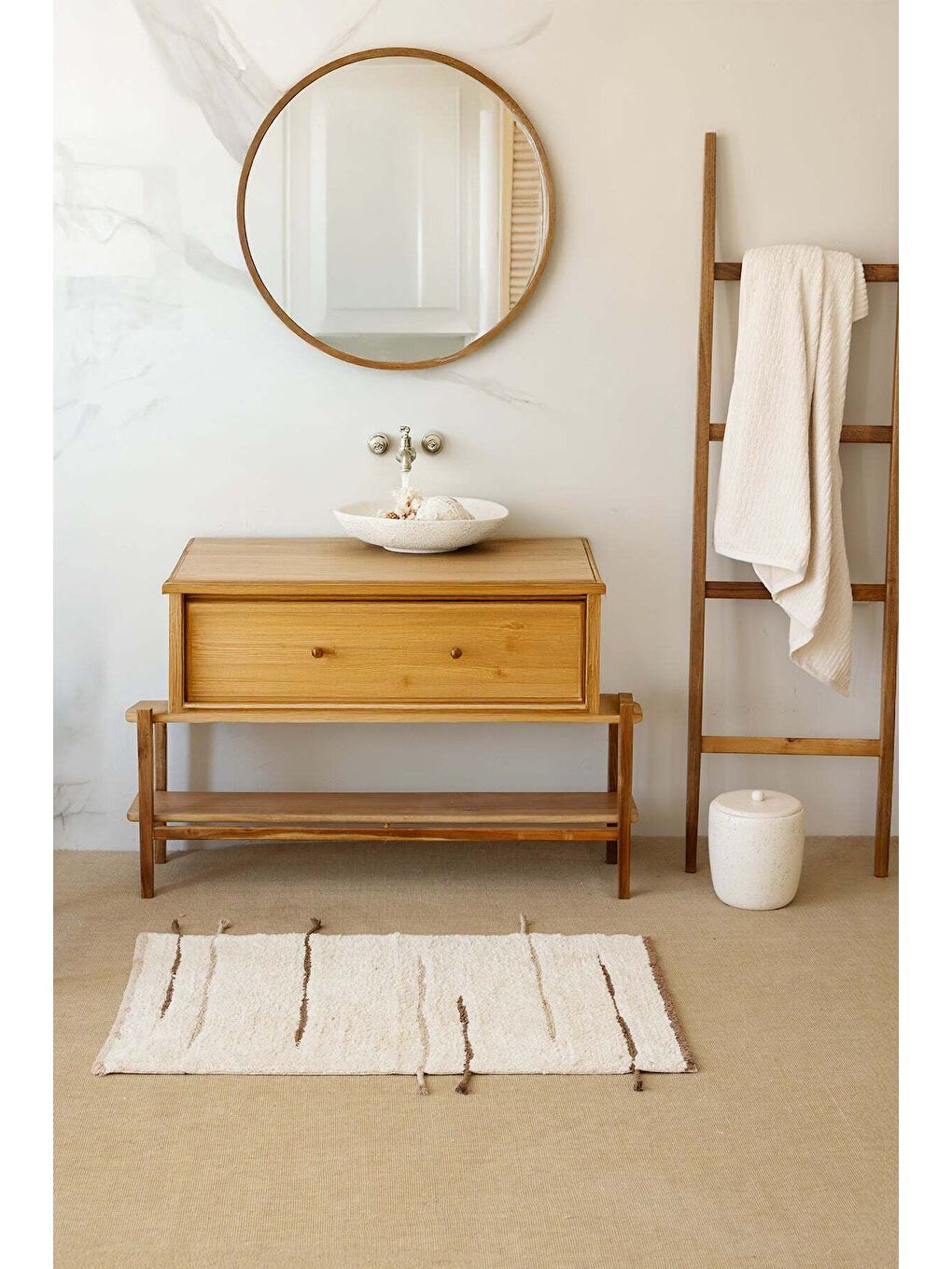 Earth Tekli Banyo Paspası %100 Pamuk 50x80 cm Kahverengi