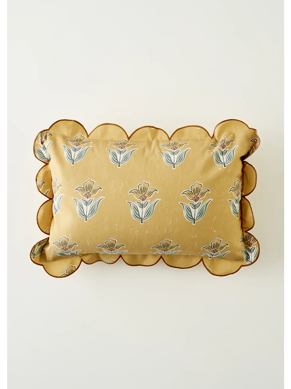 Karışık %100 Pamuk Indian Scallop Kırlent Kılıfı (35x50 cm)