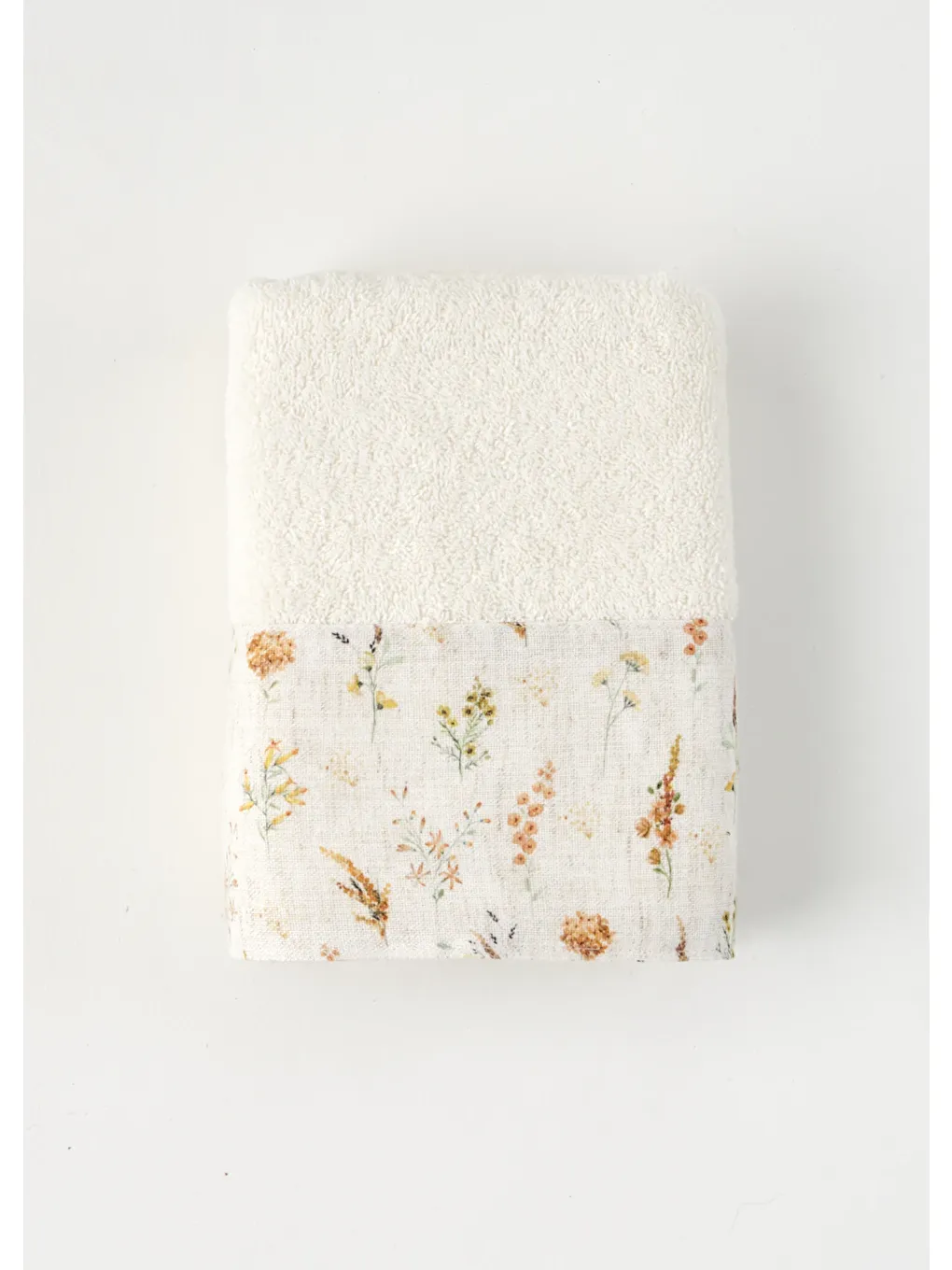 Ekru %100 Pamuk Floris Yüz Havlusu Krem (50x90 cm)