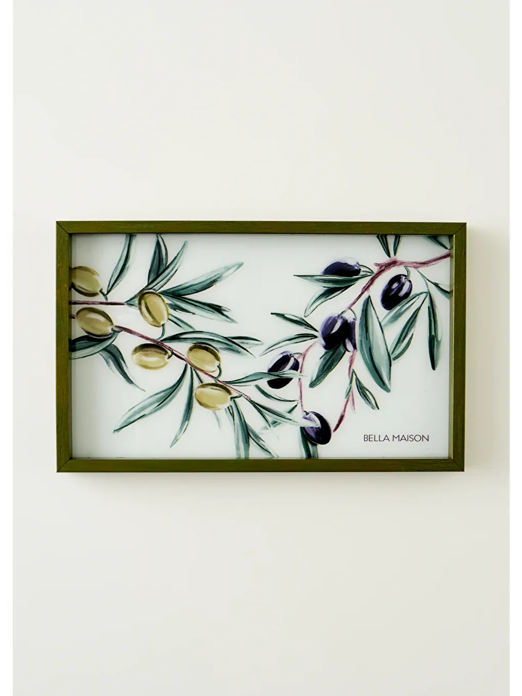 Olive Dekoratif Cam Tepsi Yeşil (22x37 cm)