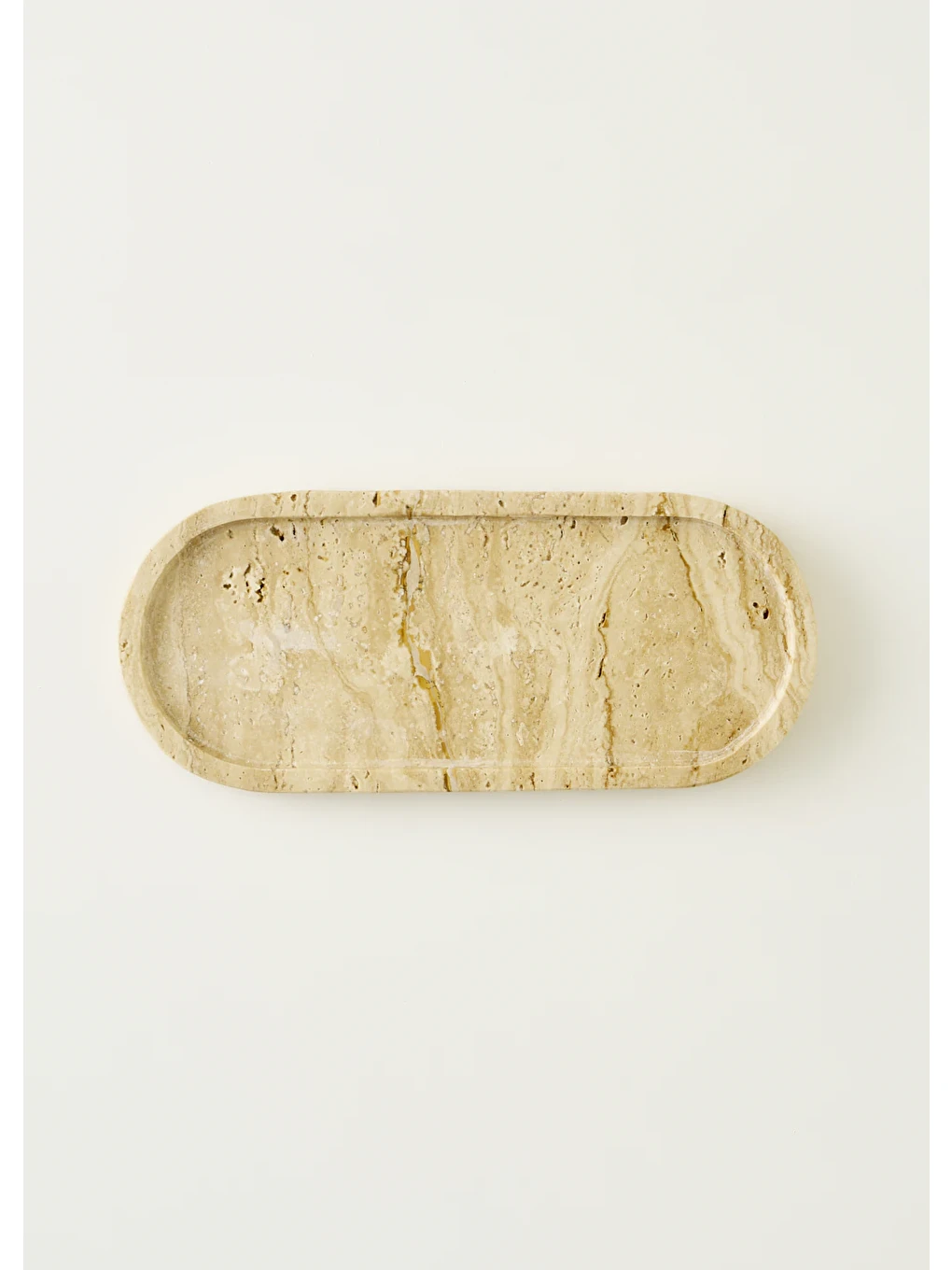 Bej Ephesus Traverten Oval Dekoratif Tabak Naturel (12x28 cm)-1