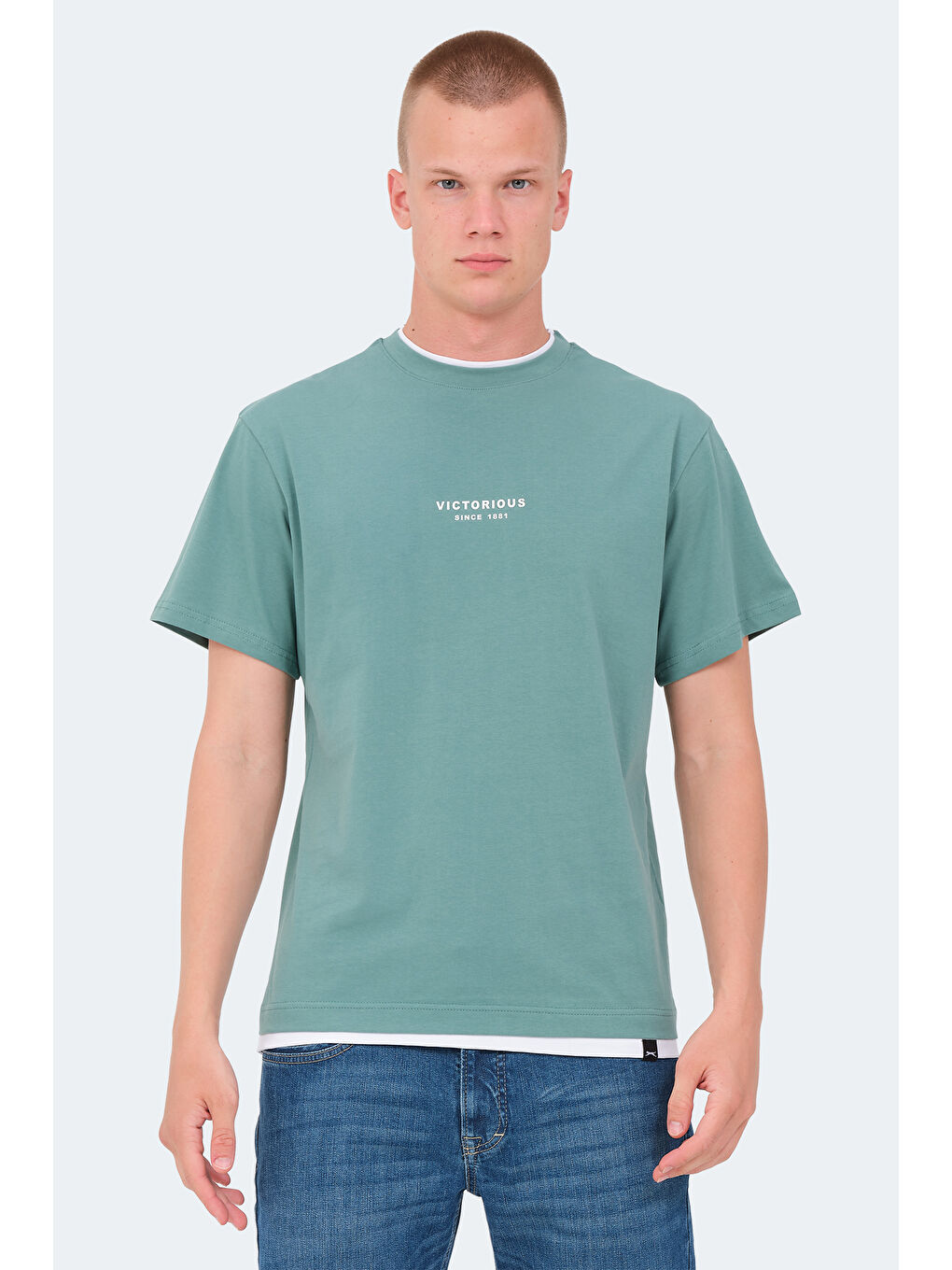 Turkuaz VRENI Erkek %100 Pamuk Tişört Su Yeşili-2