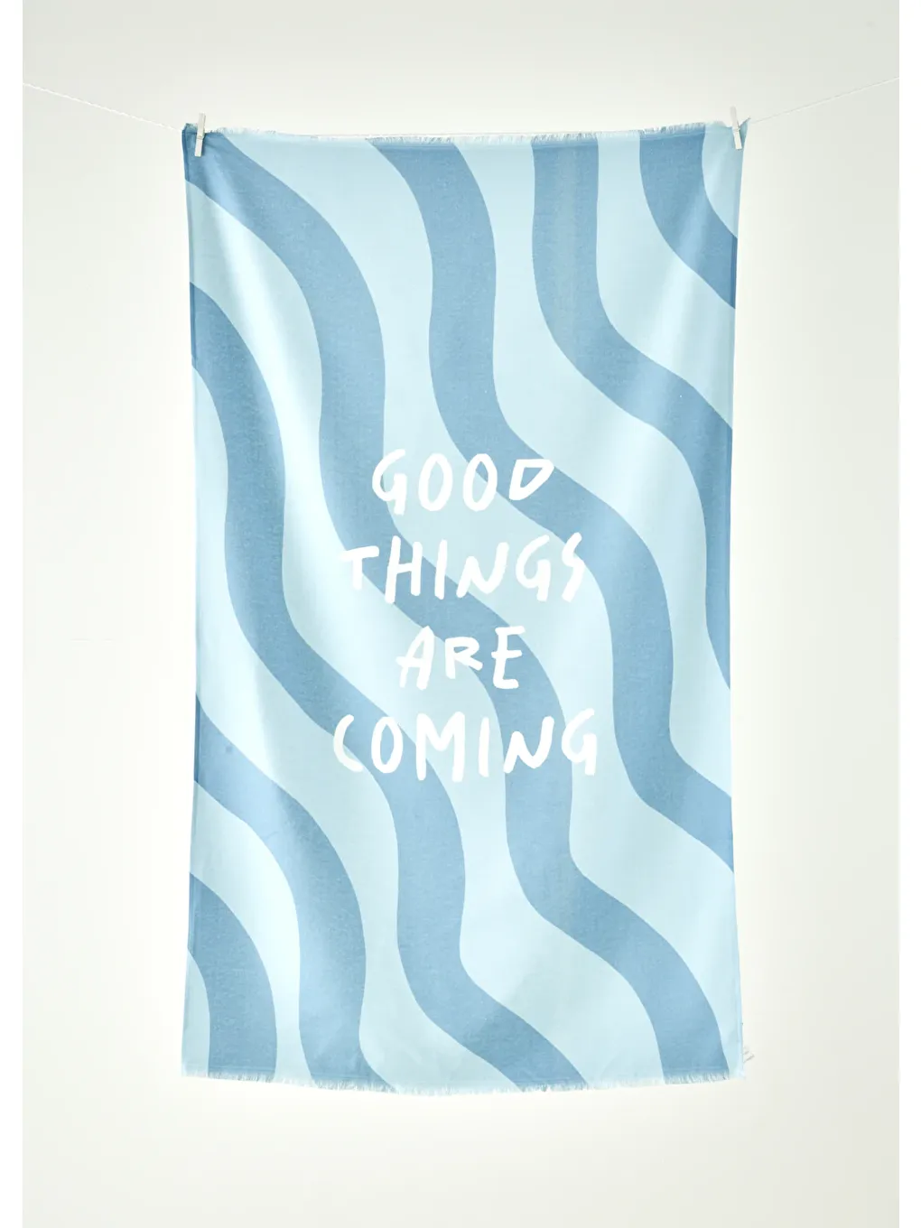 Yeşil %100 Pamuk Good Things Are Coming Baskılı Plaj Havlusu Mint (90x150 cm)